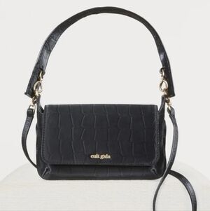 NWT Cult Gaia Damara Bag In Black Croc Embossed